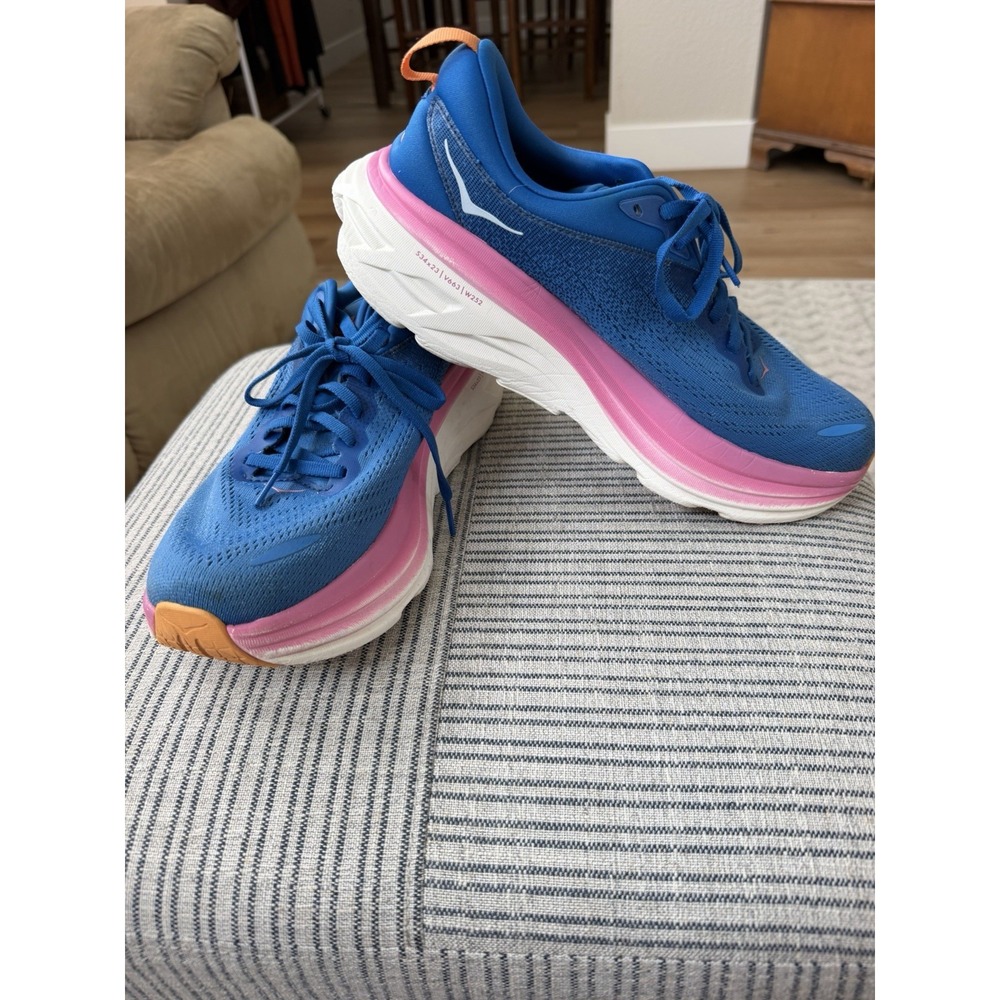 HOKA Bondi 8 Womens 11B Coastal Sky Blue Pink Running Shoes 1127952-CSAA - Picture 7 of 12